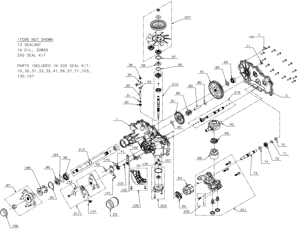 Transmission (Rh) Diagram and Parts List for (47ASAAA6010)(2020) Cub Cadet Lawn Tractor